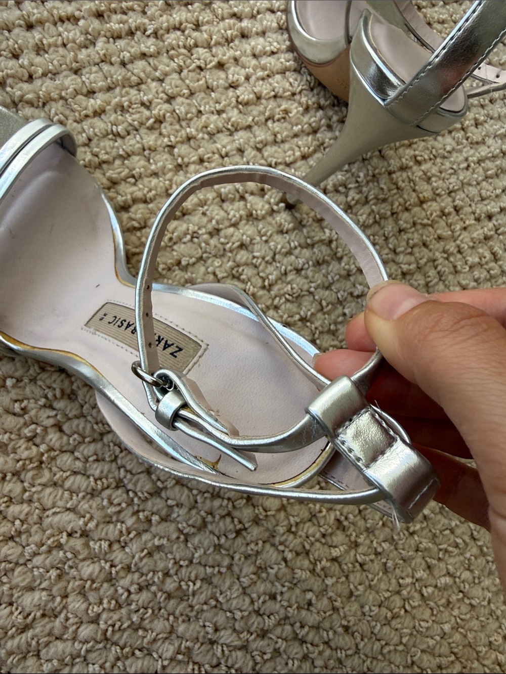Zara Silver Strappy High-Heel Sandals - Women's Evening Pumps size 35/5 - Picture 5 of 8